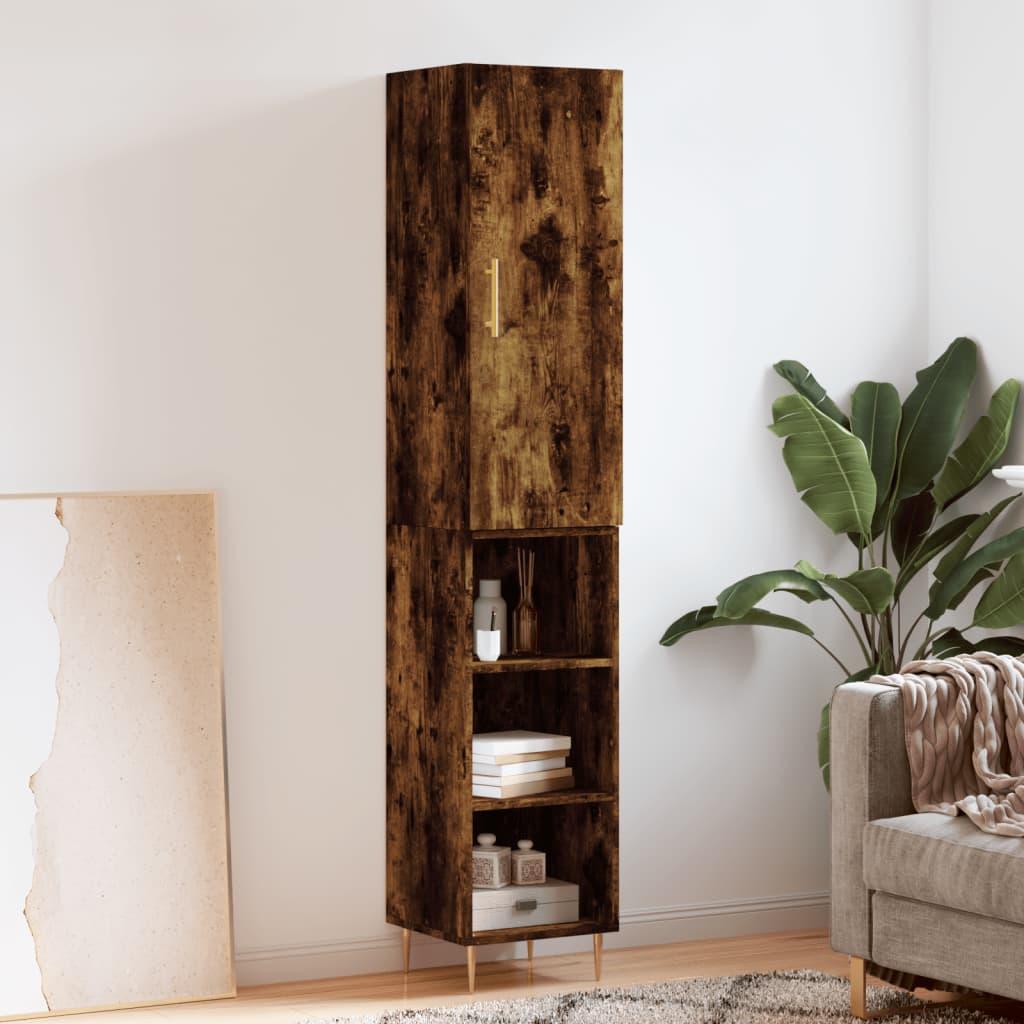 Skab 34,5x34x180 cm konstrueret træ røget egetræ billede