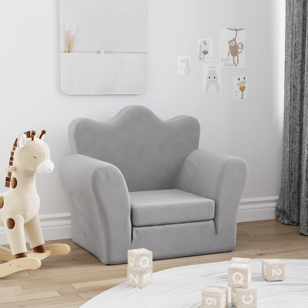 Sovesofa til børn blødt plys lysegrå billede