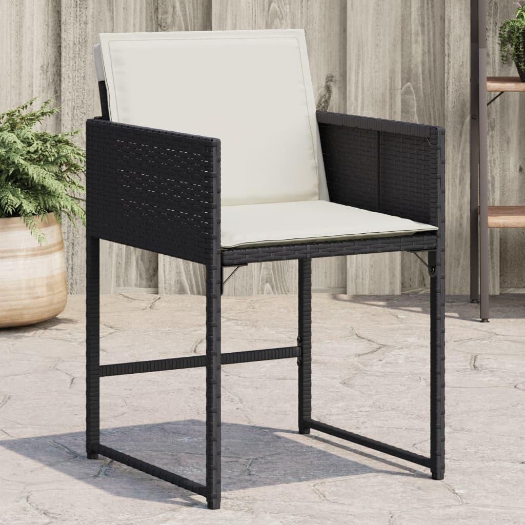 Havestole med hynder 4 stk. polyrattan sort billede
