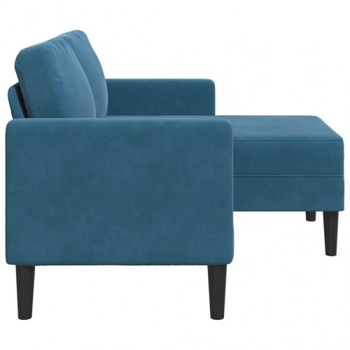 2-personers sofa med chaiselong L-formet 125 cm fløjl blå