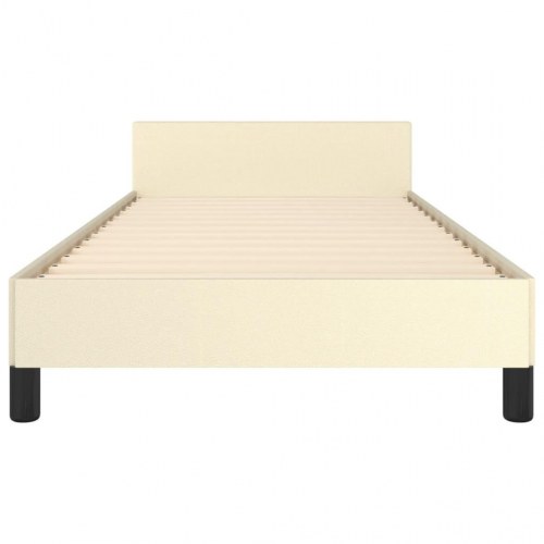 Sengeramme med sengegavl 100x200 cm - kunstlæder, creme