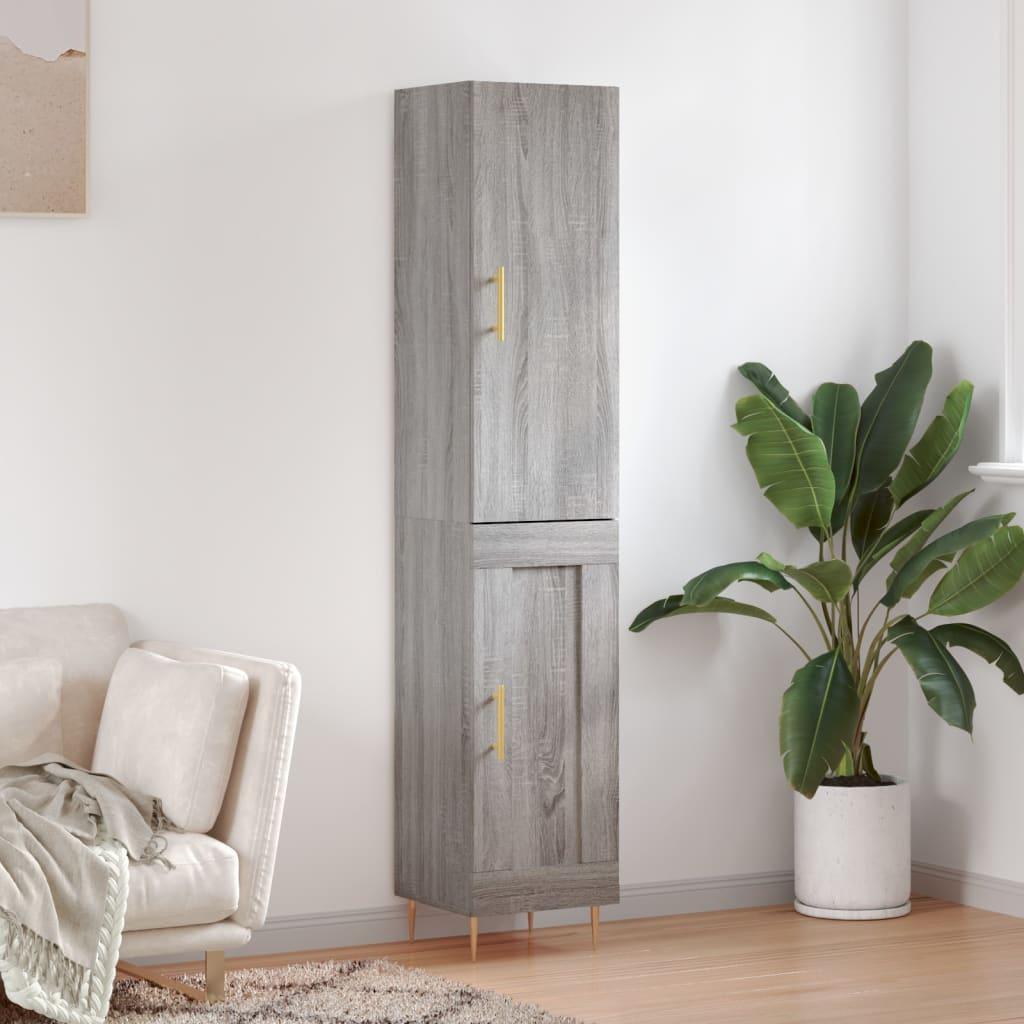 Højskab 34,5x34x180 cm konstrueret træ grå sonoma-eg billede