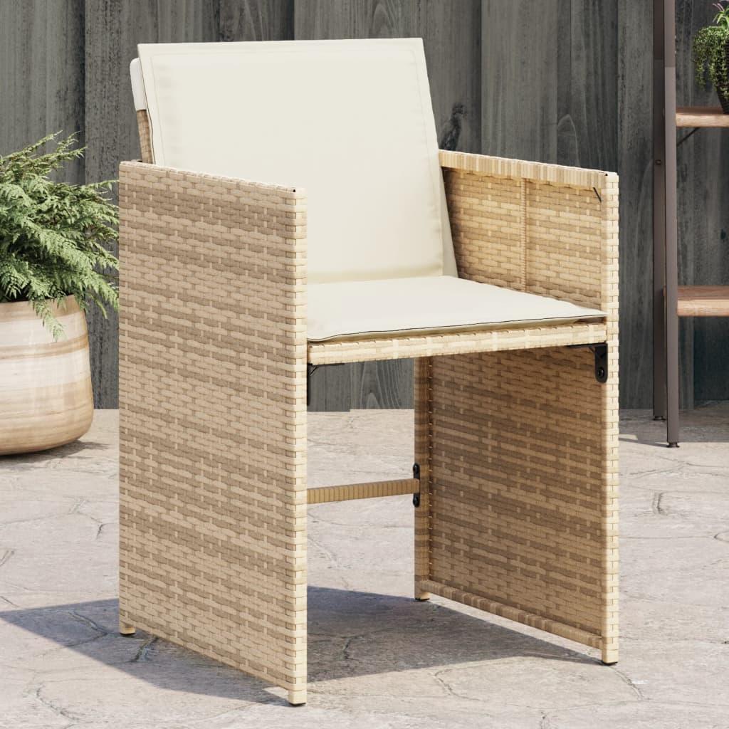 Havestole 4 stk. med hynder polyrattan beige