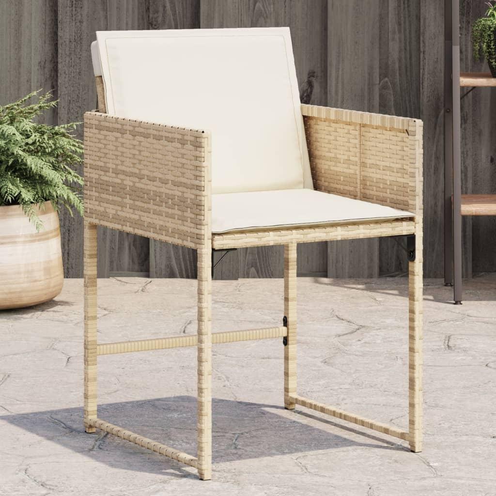 Havestole 4 stk. med hynder polyrattan beige