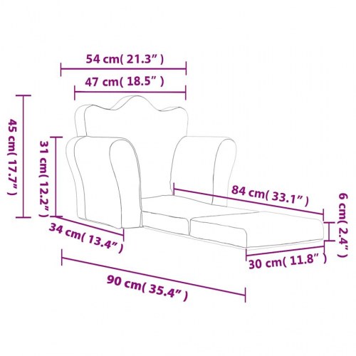 Sofaseng til børn i blødt plys - cremefarvet 2-i-1 lænestol/sovesofa
