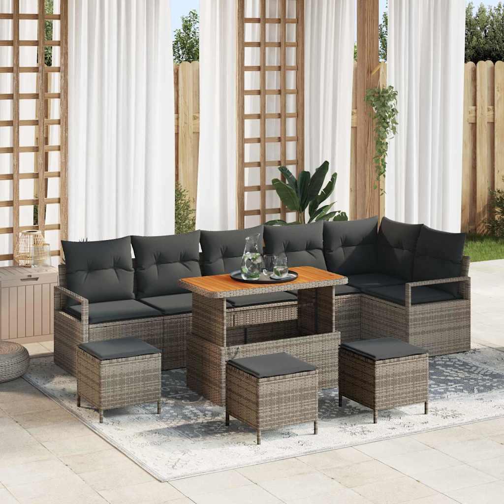 Havesofa Sæt med pude med pude 10 stk Grå 110 x 55 x 71 cm billede