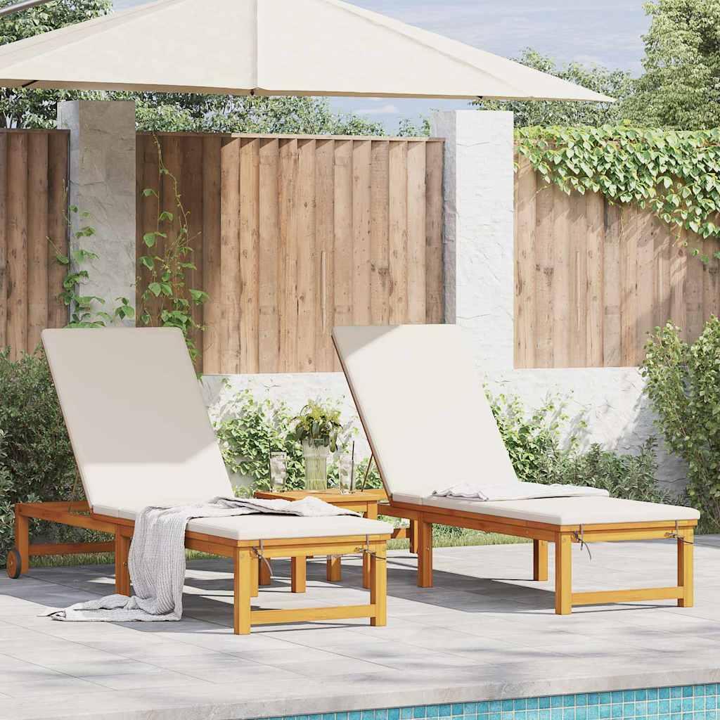 Solstol med pude 3 stk Brun 35 x 35 x 34cm Massivt akacietræ billede