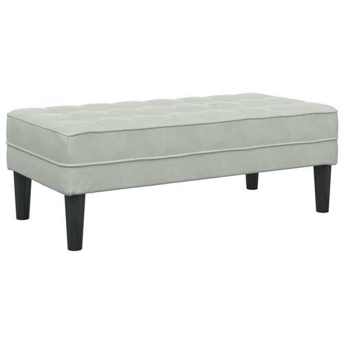 Havemøbel med Bænk og Hynder L-formet Lysegrå Fløjl, 3-personers Sofa med Chaiselong L-formet Lysegrå 160 cm Fløjl, Bænk Lysegrå 113 cm Fløjl