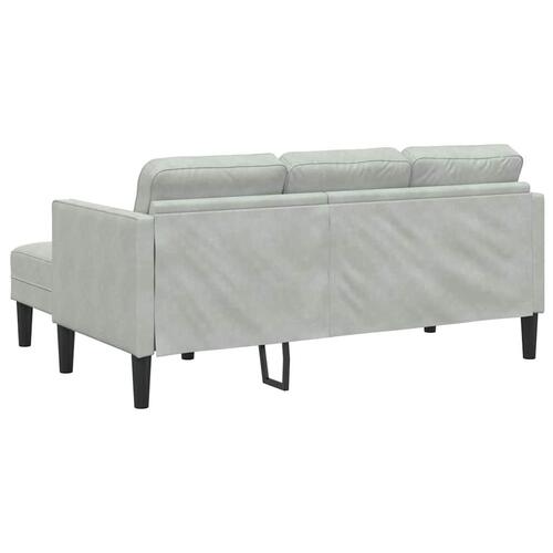 Havemøbel med Bænk og Hynder L-formet Lysegrå Fløjl, 3-personers Sofa med Chaiselong L-formet Lysegrå 160 cm Fløjl, Bænk Lysegrå 113 cm Fløjl