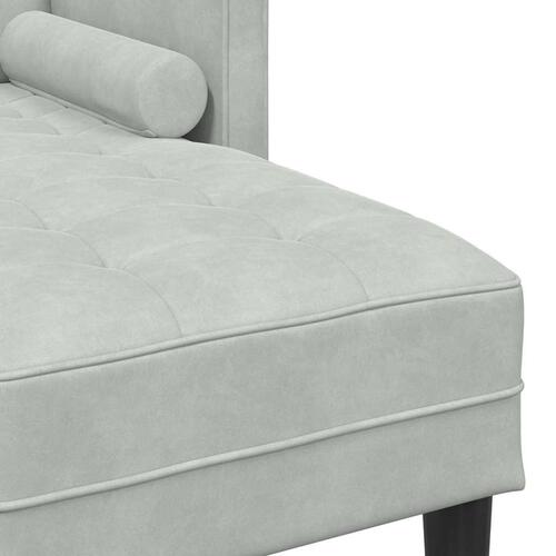 Havemøbel med Bænk og Hynder L-formet Lysegrå Fløjl, 3-personers Sofa med Chaiselong L-formet Lysegrå 160 cm Fløjl, Bænk Lysegrå 113 cm Fløjl