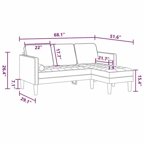 Havemøbel med Bænk og Hynder L-formet Lysegrå Fløjl, 3-personers Sofa med Chaiselong L-formet Lysegrå 160 cm Fløjl, Bænk Lysegrå 113 cm Fløjl
