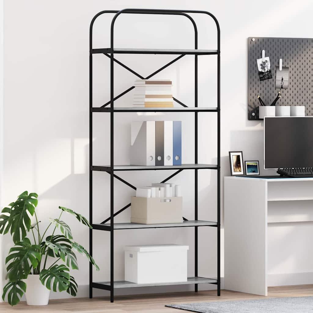 Bogreol Grå sonoma-eg 80 x 30 x 183 cm Konstrueret træ