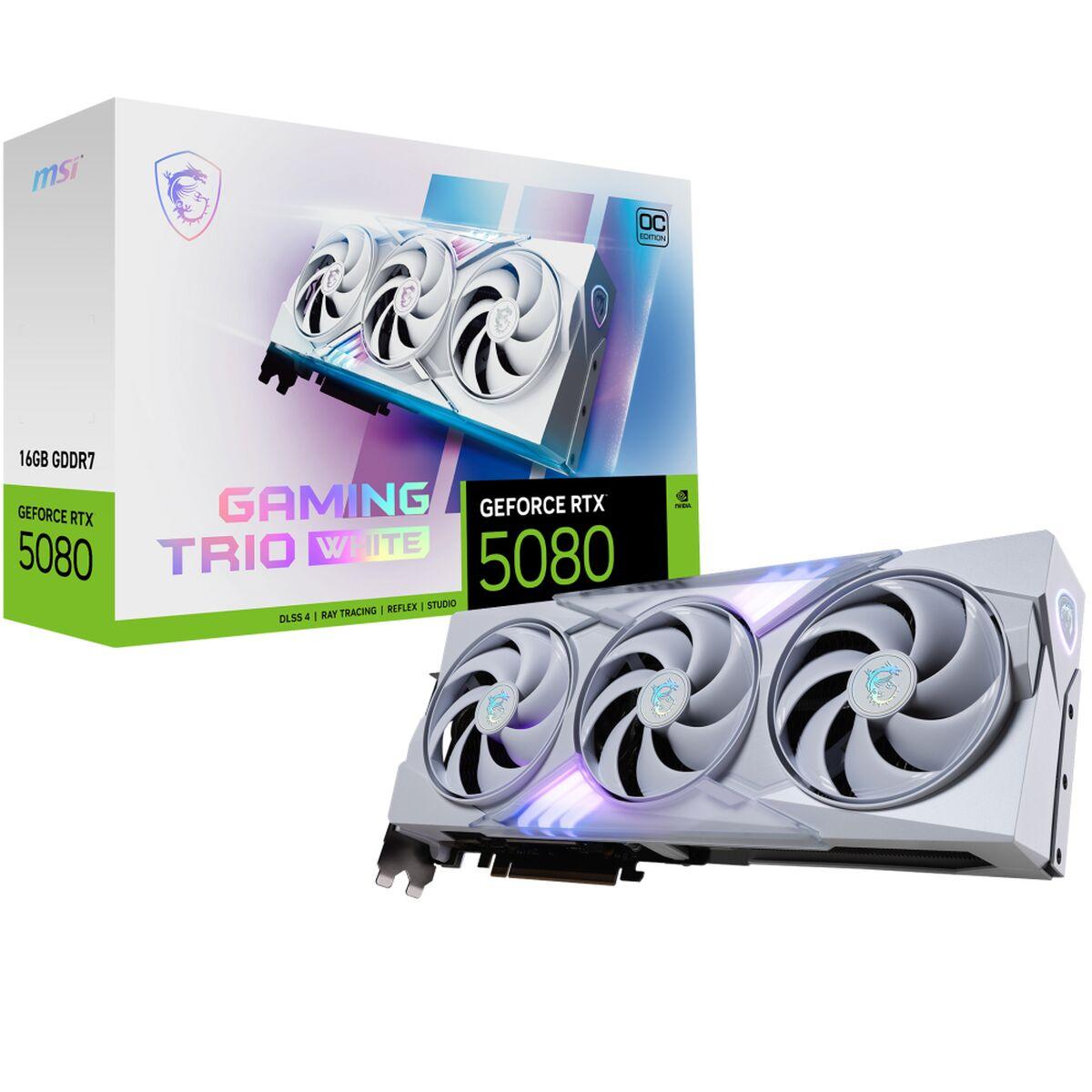 Grafikkort MSI GeForce RTX 5080 Gaming Trio OC White 16 GB GDDR7 billede