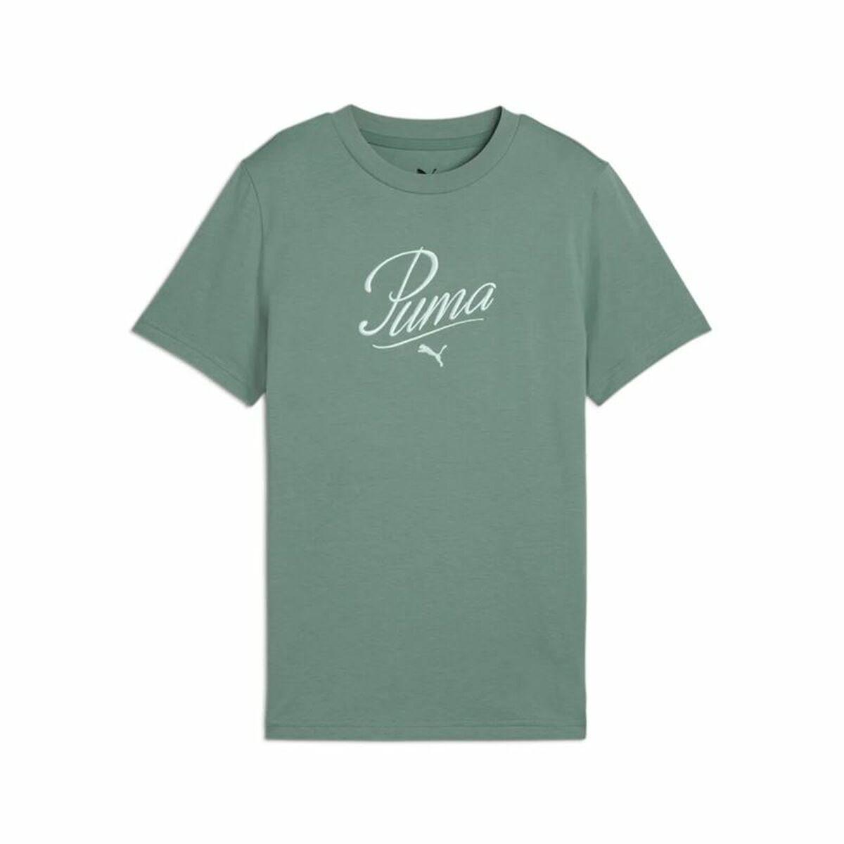 Puma Essentials kortærmet T-shirt til piger, grøn/blå - 7-8 år
