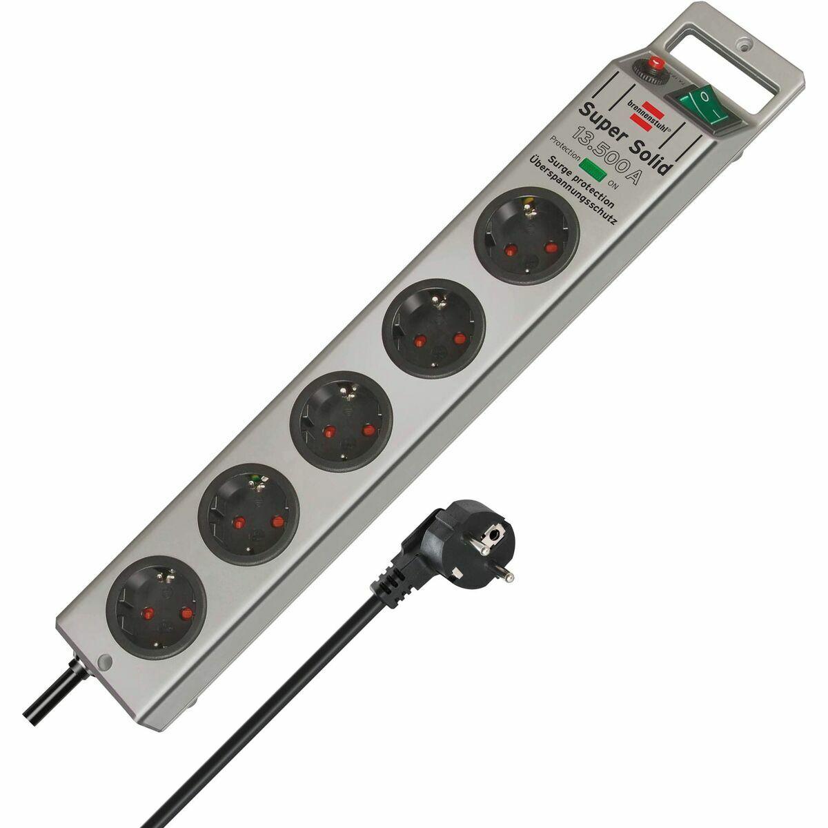 Brennenstuhl Super-Solid stikdåse 5 udtag med kontakt, 2,5 m - 3.600 W billede