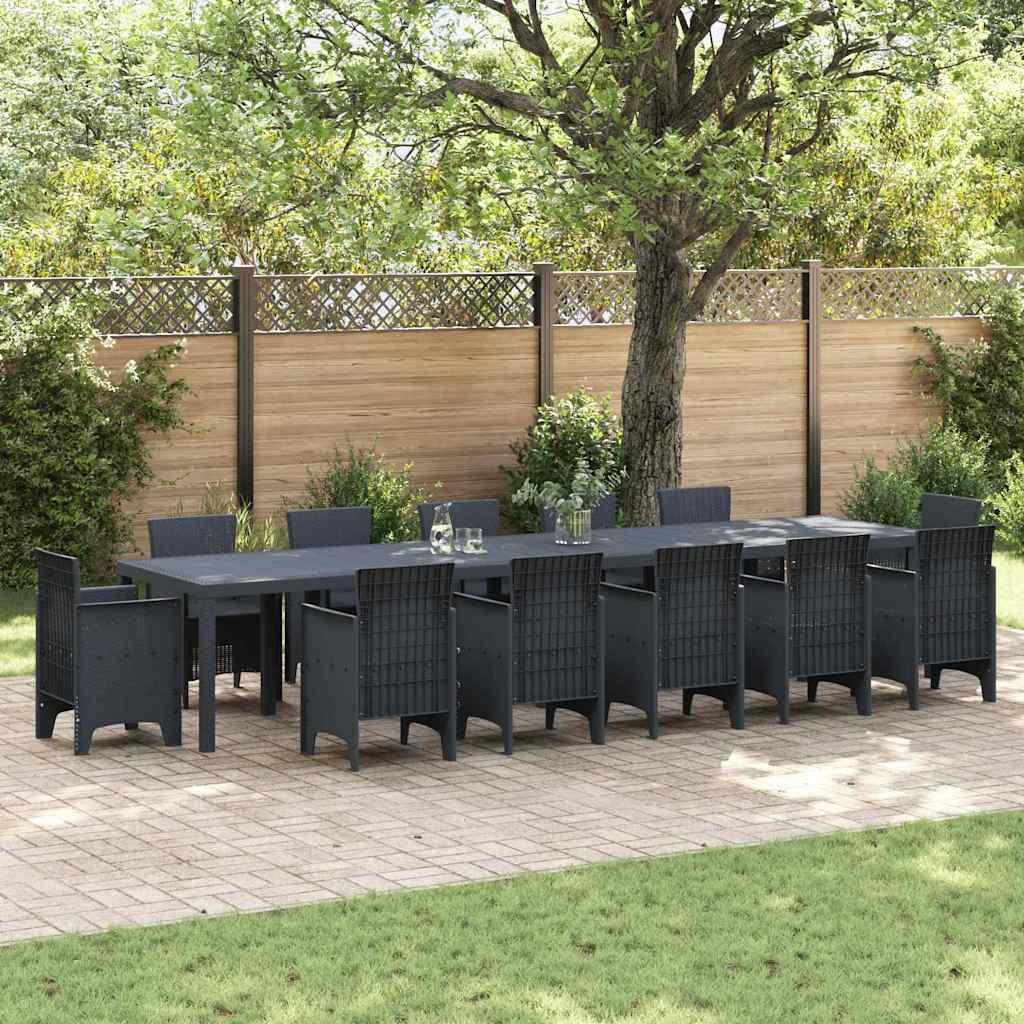 Havebord Antracit 400x100x73 cm Poly Rattan,  Havebord Antracit 250x100x73 cm Poly Rattan,  Havebord Antracit 150x100x73 cm Poly Rattan