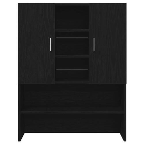 Vaskemaskine Skabe 2 stk Sort Eg 70.5x71.5x181.5 cm Konstrueret Træ, Vaskemaskine Skab - Sort Eg - 70.5x71.5x91.5 cm - Lavet af Konstrueret Træ