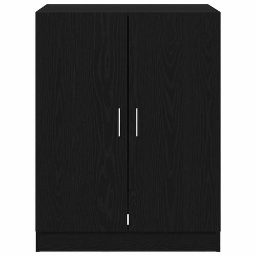 Vaskemaskine Skabe 2 stk Sort Eg 70.5x71.5x181.5 cm Konstrueret Træ, Vaskemaskine Skab - Sort Eg - 70.5x71.5x91.5 cm - Lavet af Konstrueret Træ