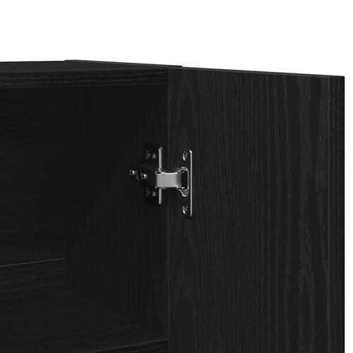Vaskemaskine Skabe 2 stk Sort Eg 70.5x71.5x181.5 cm Konstrueret Træ, Vaskemaskine Skab - Sort Eg - 70.5x71.5x91.5 cm - Lavet af Konstrueret Træ