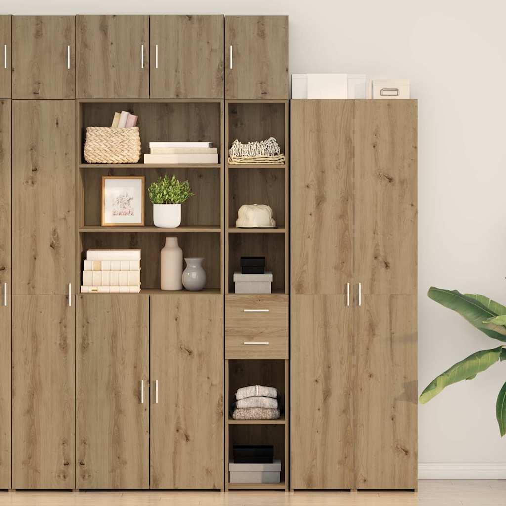 Slim Storage Cabinet Kunstnerisk egetræ 30x42.5x225 cm Konstrueret træ&& Vægsabinet Kunstnerisk egetræ 30x42.5x40 cm Konstrueret træ&& Højskab Kunstnerisk egetræ 30x42.5x185 cm Konstrueret træ
