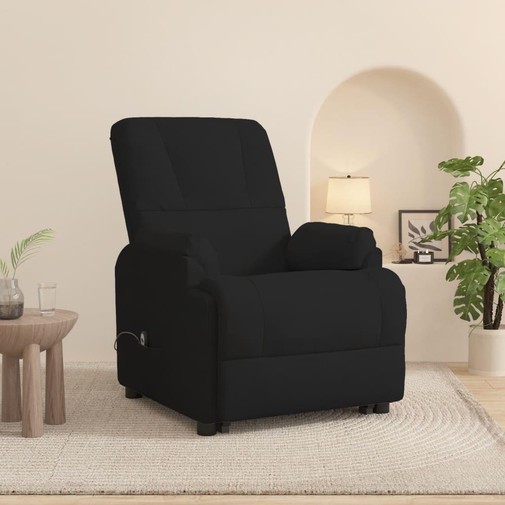 Lænestol med løftefunktion imiteret ruskind sort