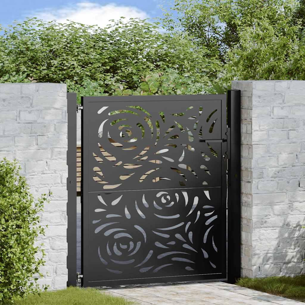 Havelåge 105x106 cm stål flamme design sort billede