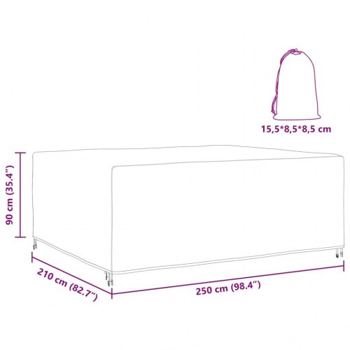 Overtræk til havemøbler Sort 250 x 210 x 90 cm 210D