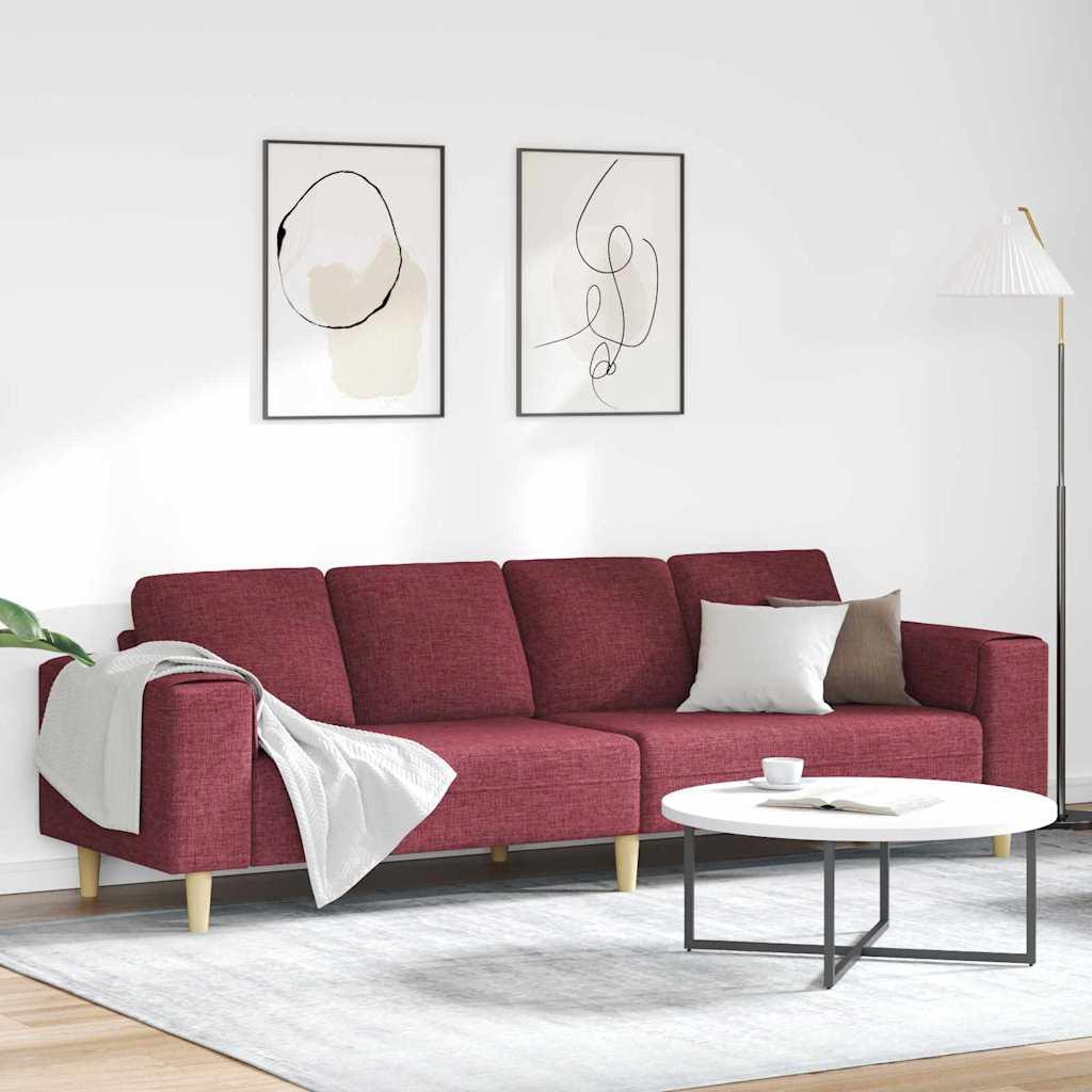 Sofa Sæt Vinrød Stof billede