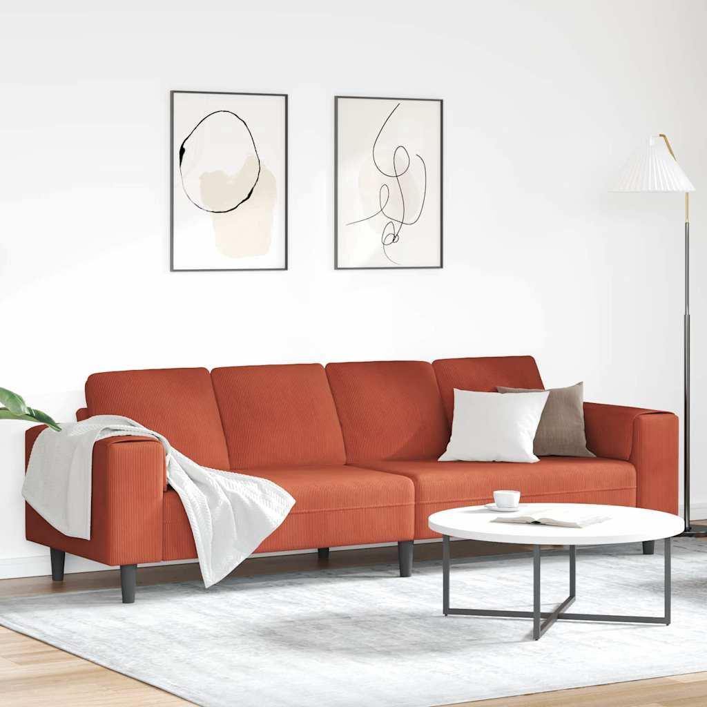 Stof sofa med pude Rød orange Corduroy stof billede