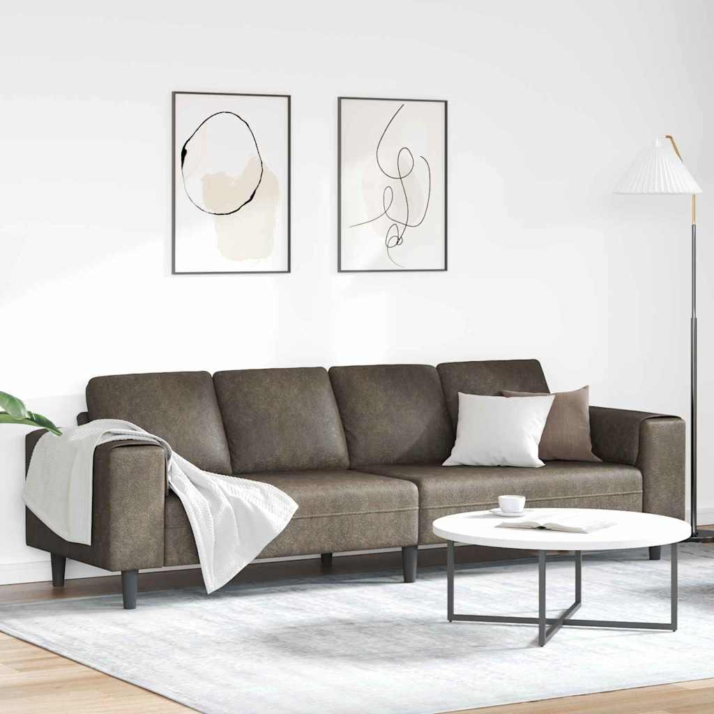Sofa Sæt Mørkegrå Faux suede læder billede