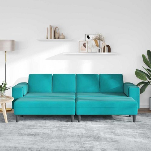 Sofa Sæt Turkis Fløjl