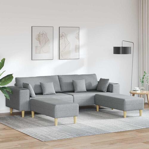 Stof sofa med pude 3 stk Lysegrå 208 cm Stof