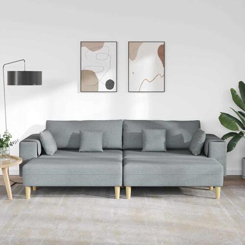 Stof sofa med pude 3 stk Lysegrå 208 cm Stof