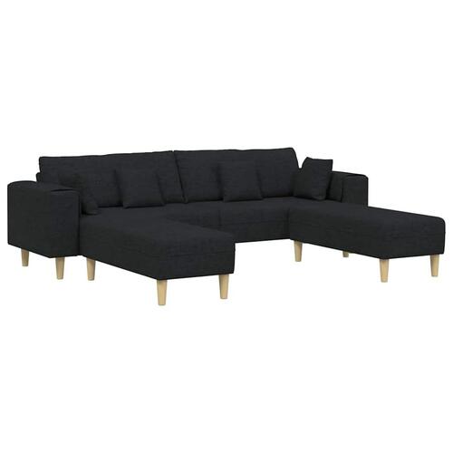 Stof sofa med pude 3 stk Sort 208 cm Stof