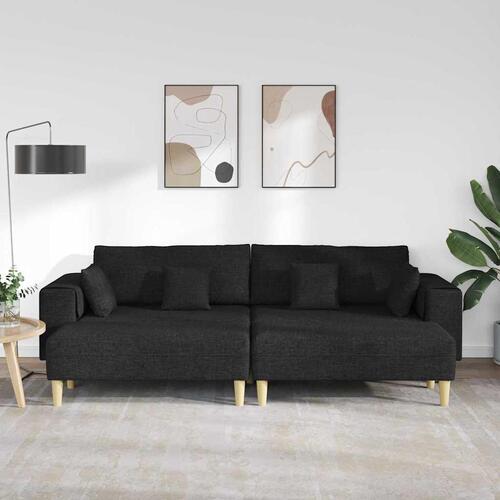Stof sofa med pude 3 stk Sort 208 cm Stof