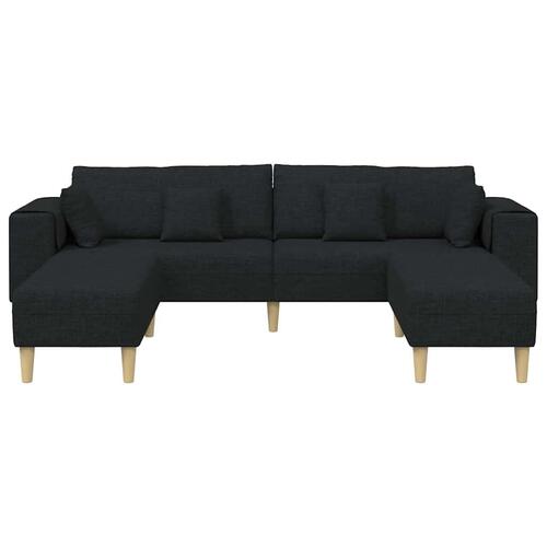 Stof sofa med pude 3 stk Sort 208 cm Stof