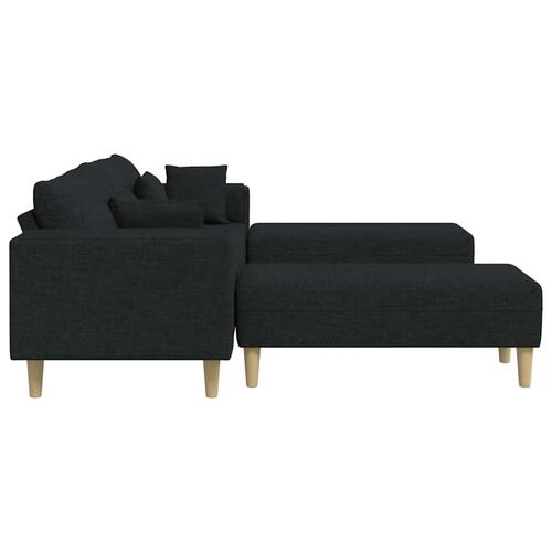 Stof sofa med pude 3 stk Sort 208 cm Stof