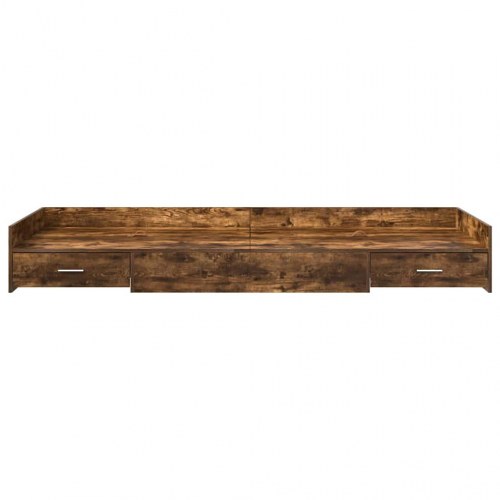 Sengestel med opbevaring røget eg 100 x 200 cm