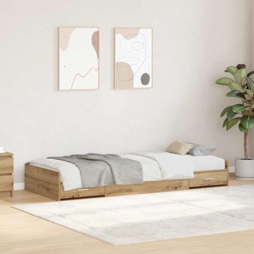 Sengestel med opbevaring - Artisan egetræ - 100 x 200 cm