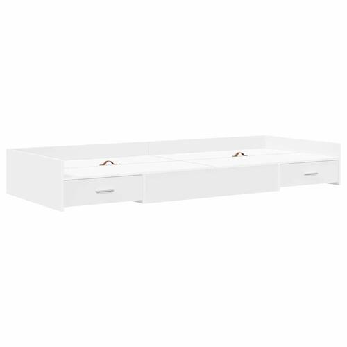 Seng med opbevaring med hovedgærde Hvid 90 x 200 cm Konstrueret træ