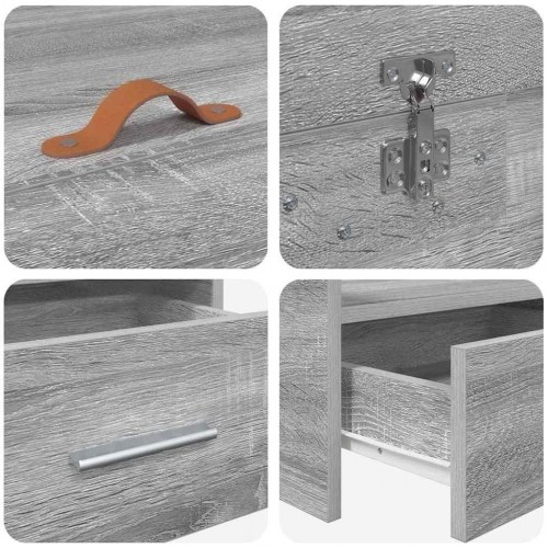 Seng med opbevaring Grå Sonoma 90 x 200 cm Konstrueret træ