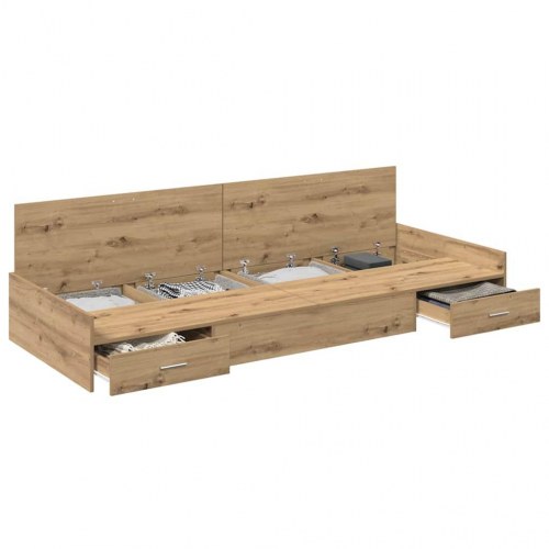 Sengestel med opbevaring - artisan egetræ 80 x 200 cm