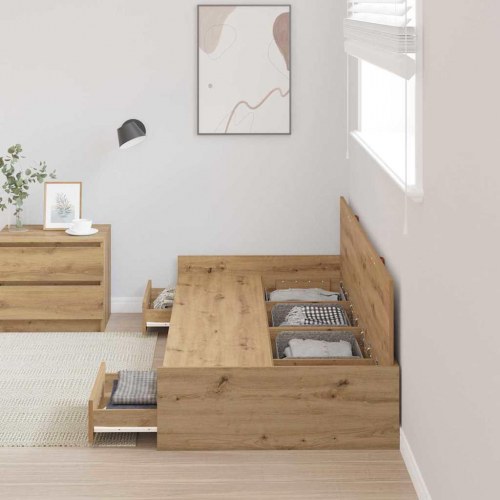 Sengestel med opbevaring - artisan egetræ 80 x 200 cm