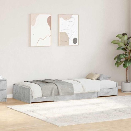 Sengestel med opbevaring beton grå 90 x 190 cm
