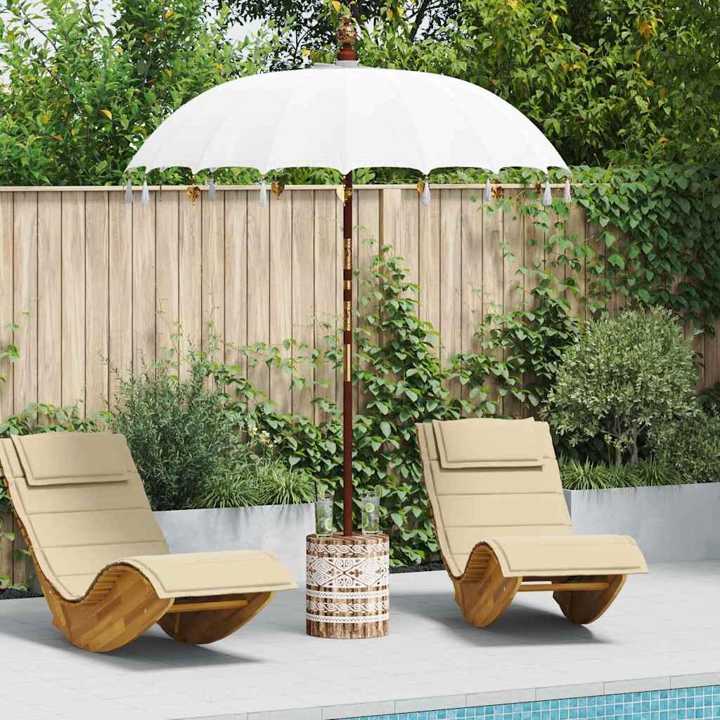Balinesisk Parasol Creme 180-190 cm Bomuld, massivt træ