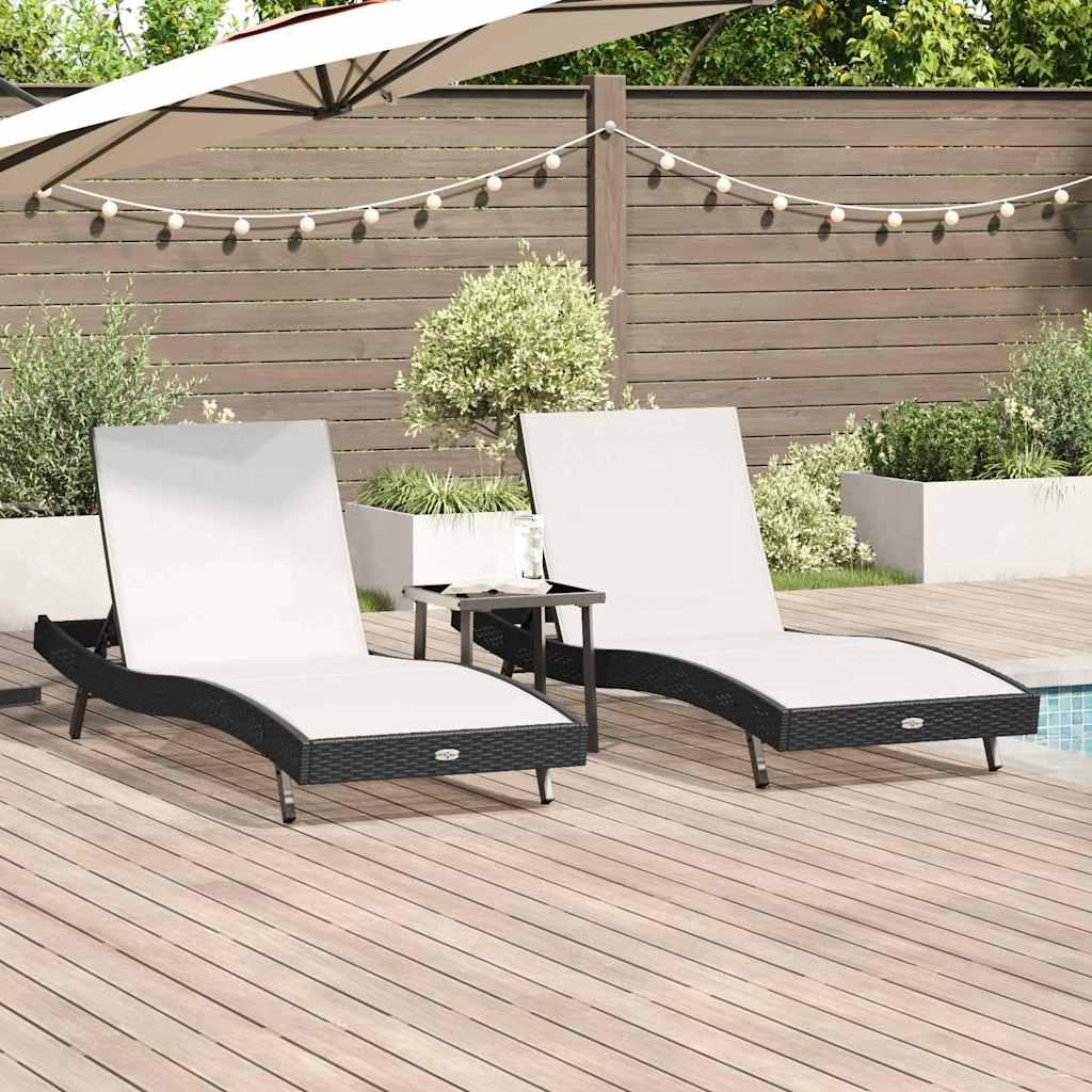 Solsenge 3 stk Sort og Hvid 40 x 40 x 40.5 cm polyrattan
