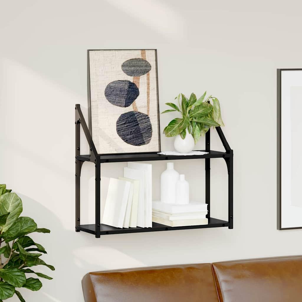 Væghylde med hylde Sort eg 60 x 21 x 51 cm Konstrueret træ