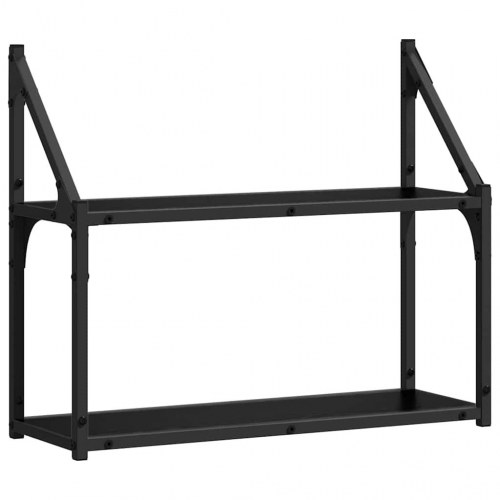 Vægmonteret væghylde i sort eg 60 x 21 x 51 cm