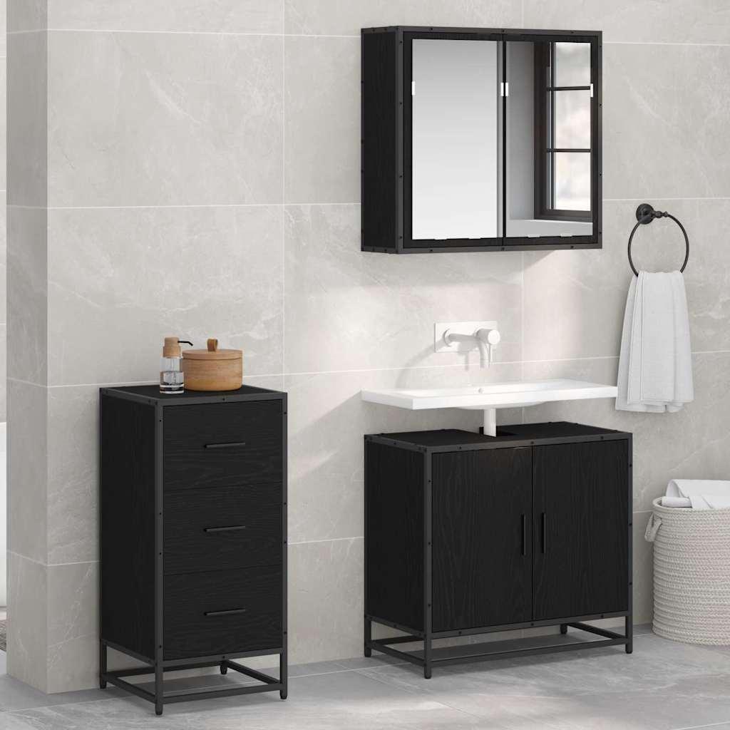 Sideboard med skuffe Sort eg 35,5 x 35 x 76 cm Konstrueret træ