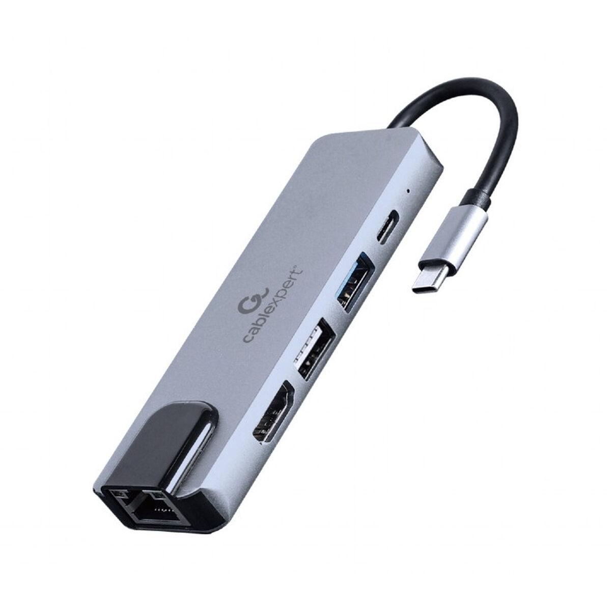 GEMBIRD USB-C 5-i-1 hub A-CM-COMBO5-04 - sølvfarvet billede